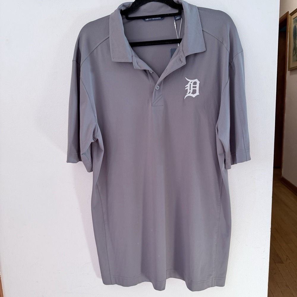 Cutter & Buck Detroit Tigers Polo Men's Large Tall Gray MLB Golf Shirt NWT